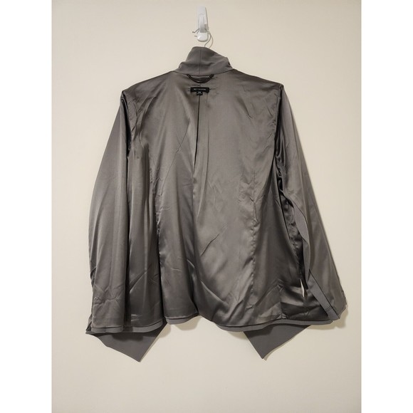 H by Halston Womens Open Front Blazer Jacket 20W Gray Stretch-Sleeve Washable - Picture 5 of 10